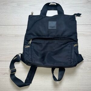 Cynthia Rowley New York Back Pack Handle Strap Black Gold Accents EUC Emma bag